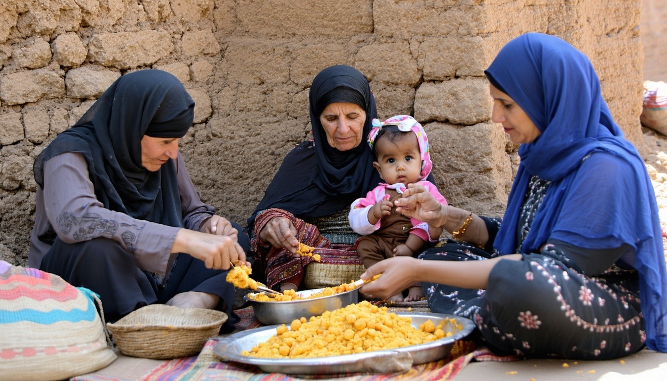 A family in Yemen eating together