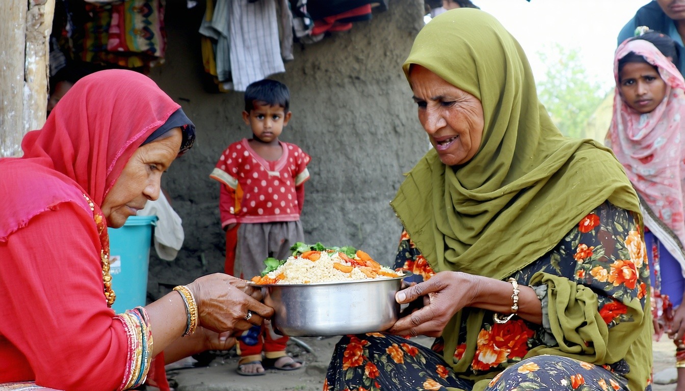 A meal being given to someone in Pakistan by an aid worker-1