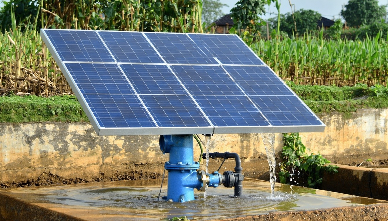 A solar submersible pump in a third world country