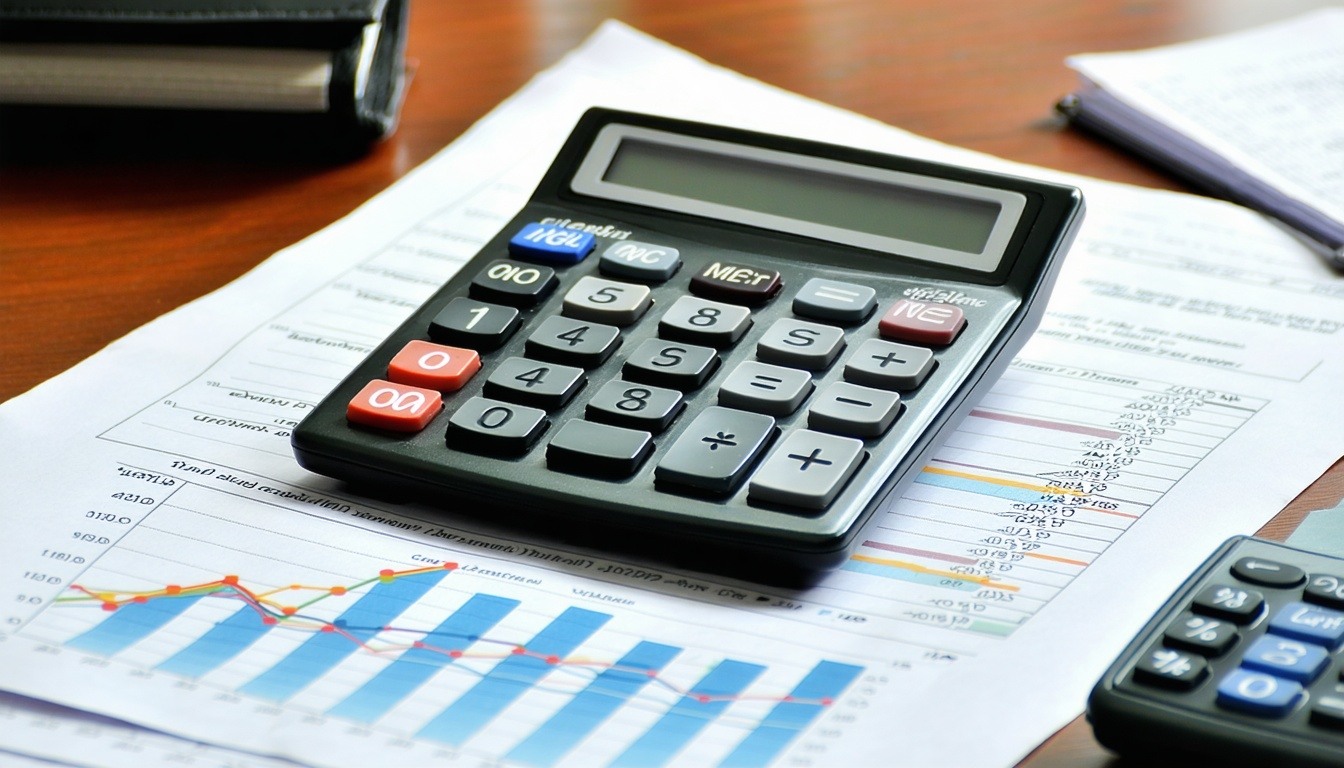 Table with calculator on showing interest-1