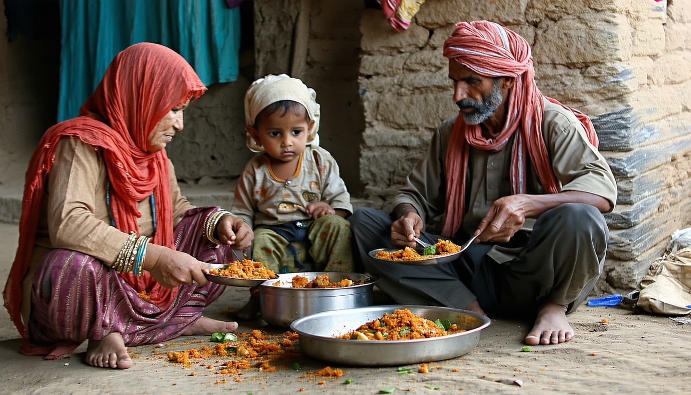 a poor family eating a meal in pakistan