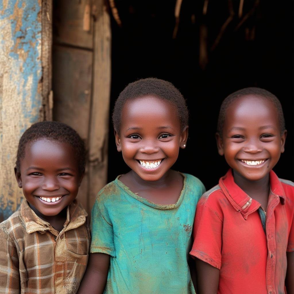 kids in a third world country smiling